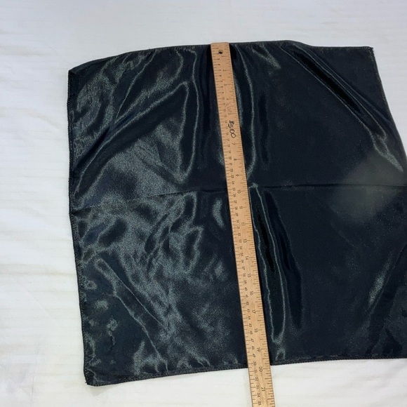 Black silk like scarf perfect for folding into suit jacket pocket - Picture 8 of 12